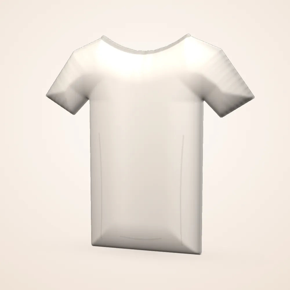 Wit T-shirt zonder bedrukking: het basisproduct (3D-voorbeeldweergave, geen foto)